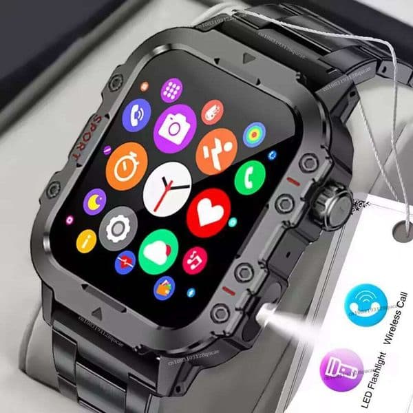 2025 New Military Smart Watch Men IP67 3ATM Outdoor GPS Sports Fitness Tracker Health Monitor 1.44Inch Bluetooth Call Smartwatch