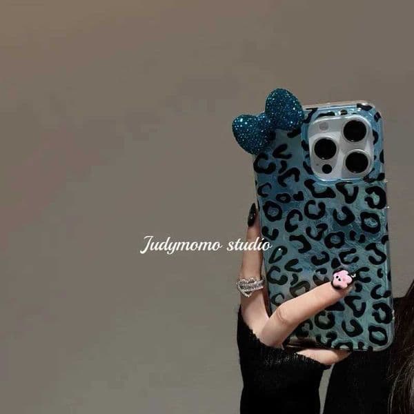 Colorful Leopard Blink Diamond Bowknot Lustre Lining Phone Case for iPhone 16 15 14 Plus 13 Mini 12 Pro Max 11 7 8 SE X XS XR Z260521