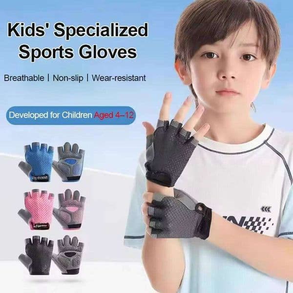 Outdoor Cycling Children's Half Finger Gloves Anti Slip Shock-absorbing Breathable Wear-resistant Sports Protective Glove 26W0521