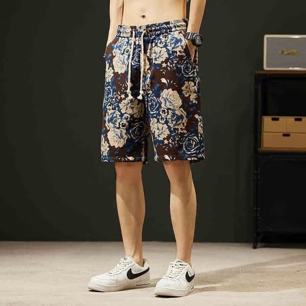 Men's Shorts Summer Floral Men Shorts Loose Thin Beach Pants American Style Sports Five-point Casual Shorts