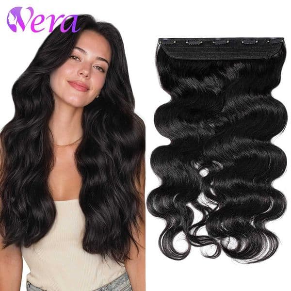 Curly One Piece Clip In Hair Extensions 100G Invisible Body Wave Human Hair With 5 Clips Natural Wave Clip In Hair Extensions C260521