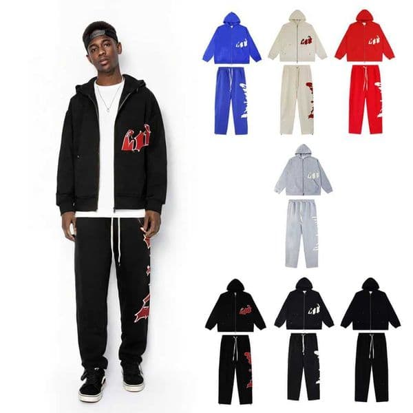 Y2K Street Style Clothing Sets with Letter Embroidery Hiphop Streetwear Cotton Casual Retro Hoodies Sweatpants Mens 2 Piece Sets Q260521