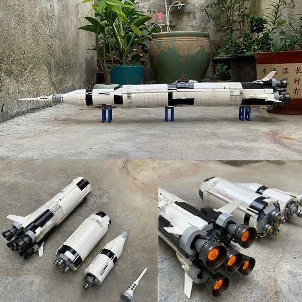 MOC The Apollo Saturn V Building Blocks Space Rocket Idea Series Bricks Educational Toys for Children Birthday Christmas GiftsJ260521