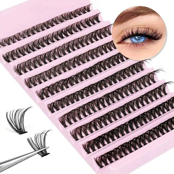 Eyelash Cluster 200 PCs DIY Individual Eyelashes Natural Look Wispy Eyelashes 9-16MM 40D Curly Hair Individual Cluster Eyelashes C260521