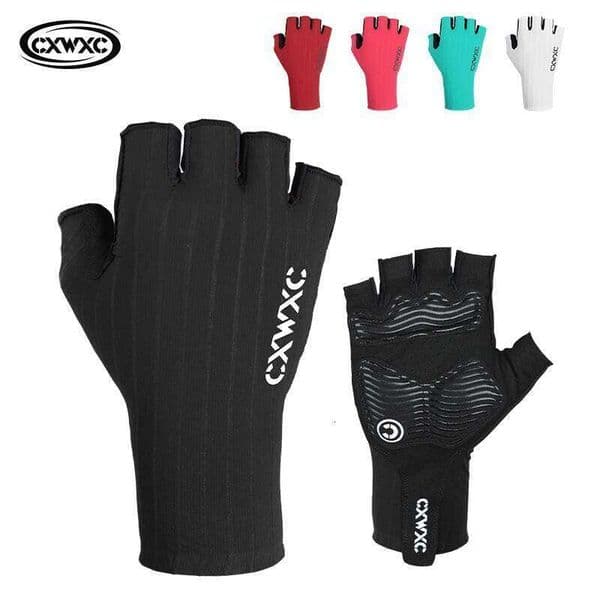 CXWXC Cycling Fingerless Bicycle Half Finger Gel Lycra Fabric Short Gloves Outdoor Sport Motorcycle Bike Mitten 26W0521