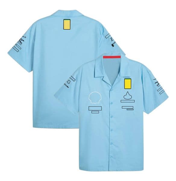 F1 Team Special Edition Formula 1 Official Light Blue Uniform Short Sleeve Shirt Driver Racing Fans Polo Shirts Jersey 55