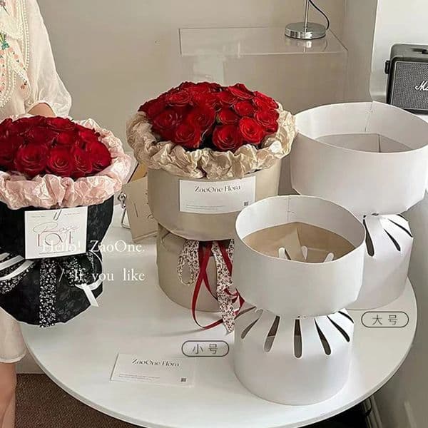 10pcs Kraft Paper Flowers Package Round Bouquet Stereotype Rose Lining Wrapping Flower Shop Materials Auxiliary Tool 260521