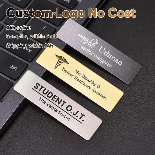 70x20MM Engrave Your Text Plate Customize Badge Personalize Brooch Pin Double Sided Tape Magnet ID Door Mail Box Name Tag 260520