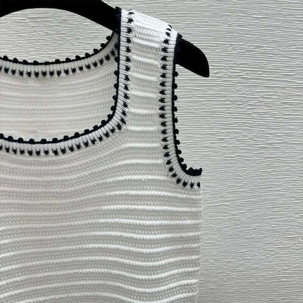 High quality women's clothing square neck sweater knitted pullover lady vest sleeveless fashion trend versatile summer 2650249 26W0521