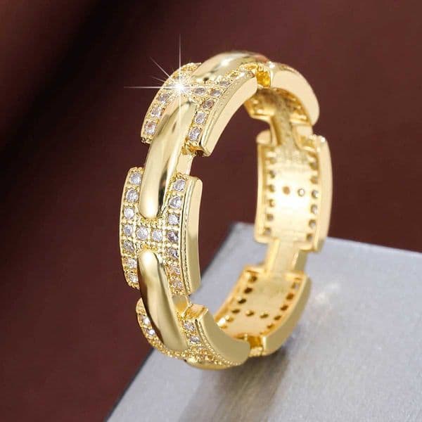 Elegant H Shaped Letter Design Synthetic Zirconia WomenS Ring For Jewelry Accessory Daily Gifting H260521