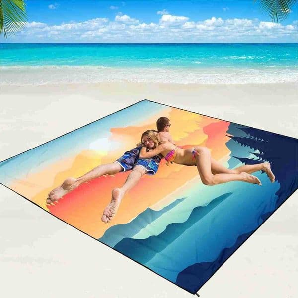 Beach Blanket Waterproof Sandproof Mat 79x83 for 2-8 Adults Quick Drying Outdoor Picnic Mat for Travel Camping HikingR260521