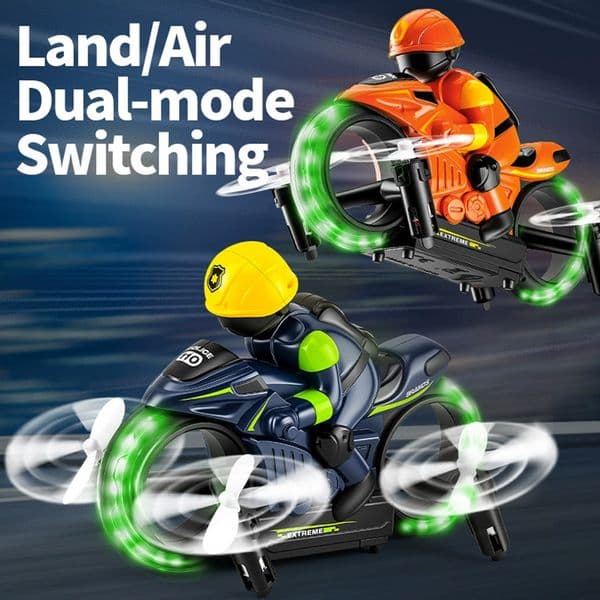 Racing Drones Foldable Quadcopter Drone Professional Aircraft Flying Motorcycle 2.4G Remote Control Stunt Drift Gyro Night Light 2in1 Rc Car Fpv Drone Land and Air