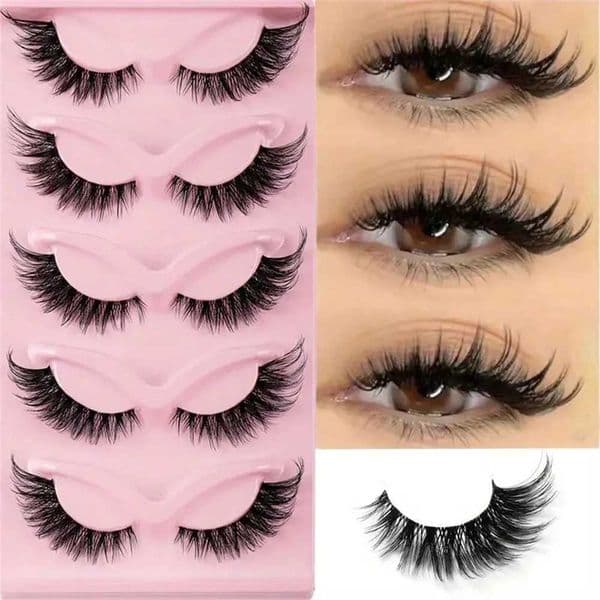 5 Pairs Cat Eye Lashes Faux Mink Eyelashes Natural Long Manga Lashes Winged End Eye Elongated Eyelashes Fake Lashes Makeup C260521