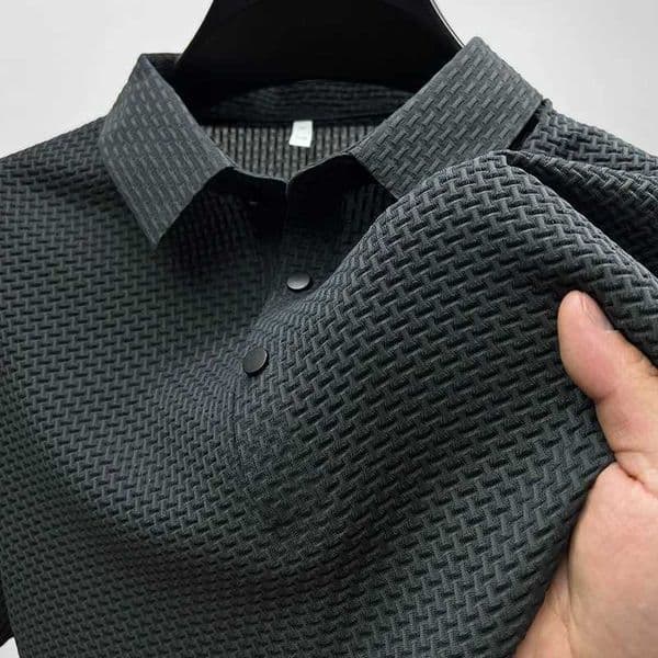 Summer New Mens Lop-up Hollow Short-sleeved Tee Shirt Ice Silk Breathable Business Fashion T-Shirt Male Brand Clothes Z2605211