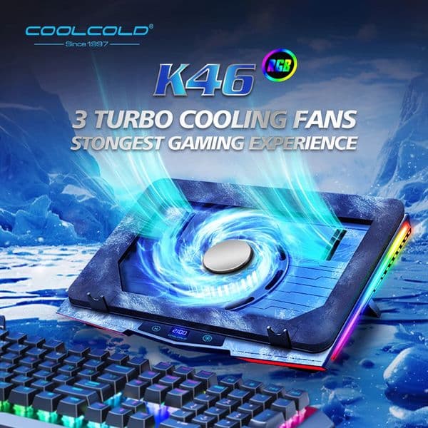 COOLCOLD Air Compression RGB Laptop Cooling Pad - Ultra-Quiet USB Cooler Fast Heat Dissipation Adjustable Stand 260521