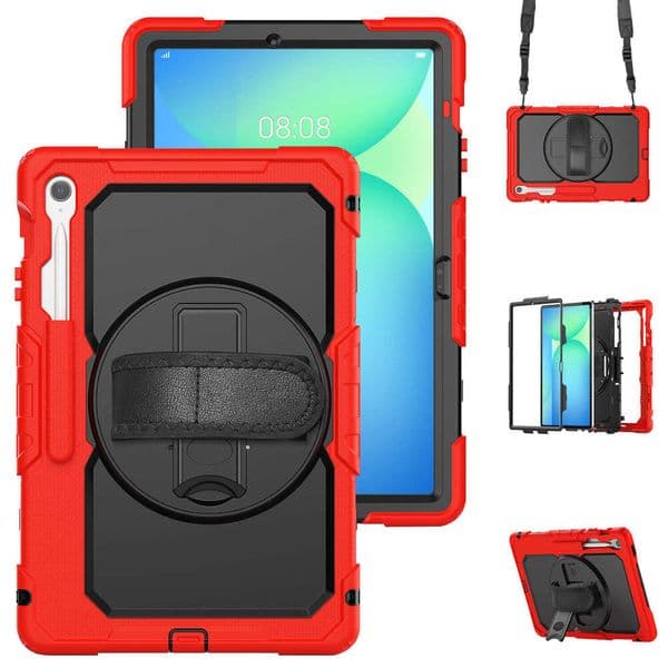 Suitable for Samsung Tab S10FE+ protective case with and hand strap 13.1inch silicone+PC stand anti-drop