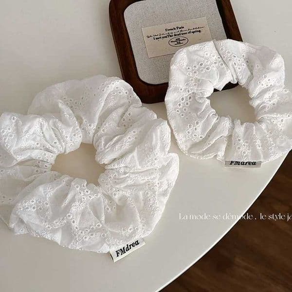 Oversized Lace Scrunchies for Women Elastic Hair Bands Ponytail Holders Tie Solid Hair Hoop Rubber Bands Women Hair 2025 M260521