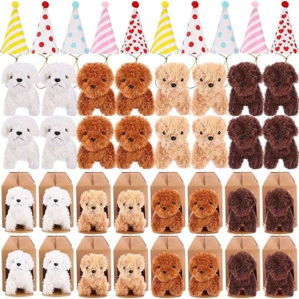 12-80Set Mini Plush Puppy Stuffed Dogs Adopt A Pet Dog Party Favors Goodie Bags, Animals Bulk Gift Toys 26Y0520