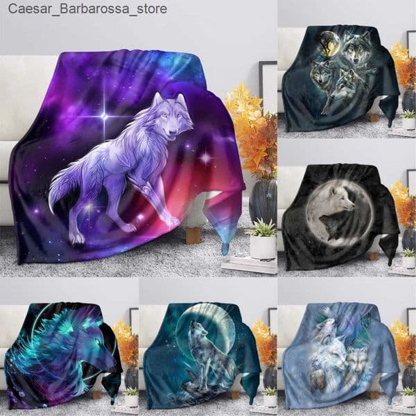 Print Wolf Pattern King Queen Size All Super Soft Lightweight Blanket for Bed SofaWarmL2605219ABL