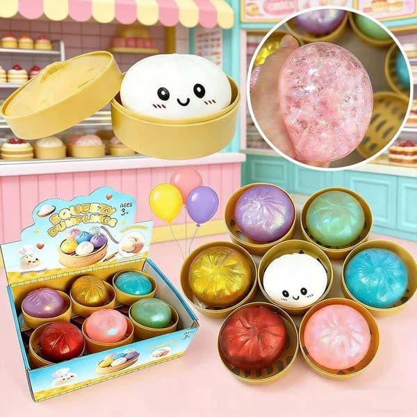Glitter Dumpling Squishies Toy Bun Baozi Dumpling Mystery Box Colorful Food Squishy Sensory Fidget Toy Anti Stress Squeeze BallsJ260521
