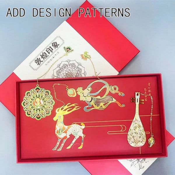 Designer Custom Chinese Design National Style Dunhuang Elements Brass Tassel Pendant Vintage Book Clip Mark Student art Office Supply Metal Bookmarks Free Shipp 11