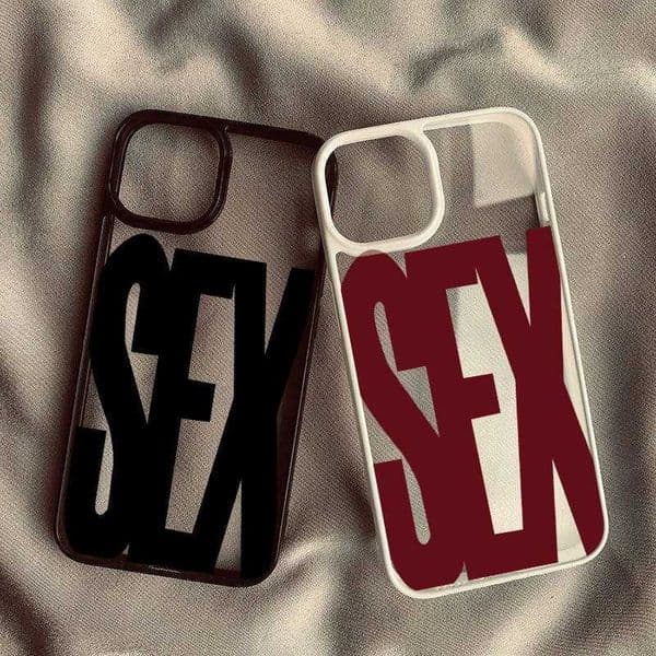 Simple Wine Red Black Letters Sex Pattern Phone Case For iPhone 17 Air 16 15 13 14 12Mini 11 Pro Max XS XR 7 8Plus Clear Cover Z260521