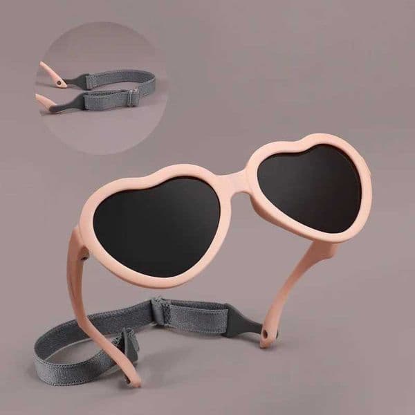 Baby Polarized Sunglasses Heart Shaped with strap flexible adjustable sunglasses for Toddler Infant Age 0-24 Months L260521NHBV