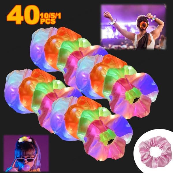 LED Luminous Scrunchies Hairband Women Glowing Elastic Hair Tie Hair Rope Girl Glow in the Dark Party Supplies Hair Accessory 260520