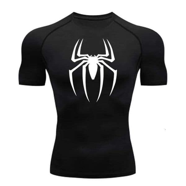 2026 Men's Spider Print Compression Shirt, Quick Dry T-Shirt, Gym Running Jersey, Breathable Short Sleeve, Spring, Summer, S-3XL