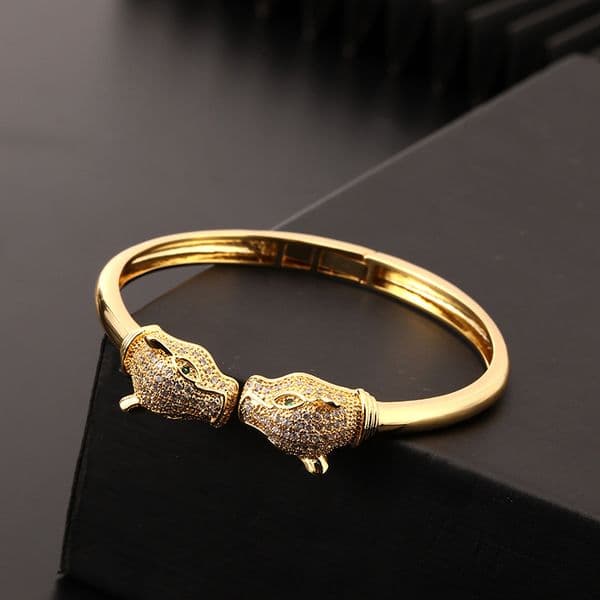 Style Personality Leopard Open Bracelet Trendy Wild Cheetah Bracelet Hip-hop Electroplated Micro-inlaid Zircon Bracelet Jewellery Designer Jewlery Armband