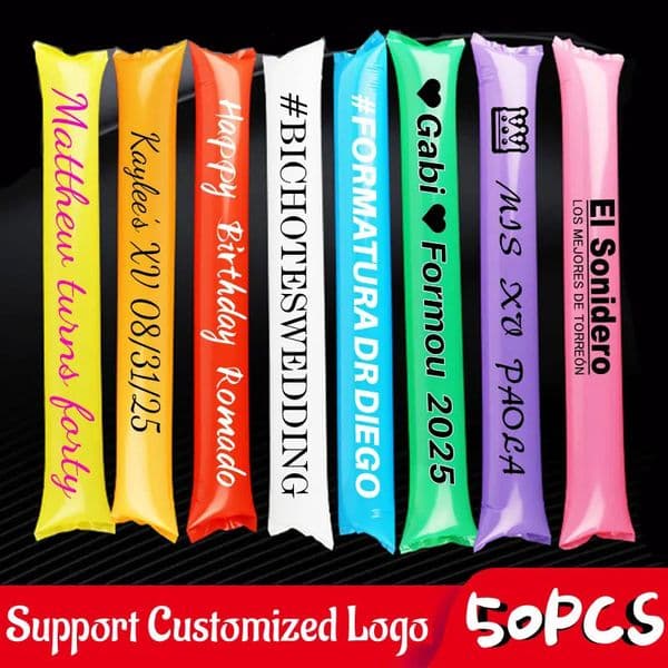 50pcs Custom Thunder Sticks Cheer Sticks Party Noise Maker Inflatable Bambam Cheering Clappers Events Cheerleading Stick 260520