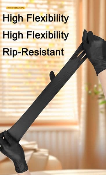 100PCS Black Disposable protective Nitrile Gloves Universal Household Garden Cleaning Gloves for Cleaning Hairdressing Waterproof Dishwashing Tattoo Gloves