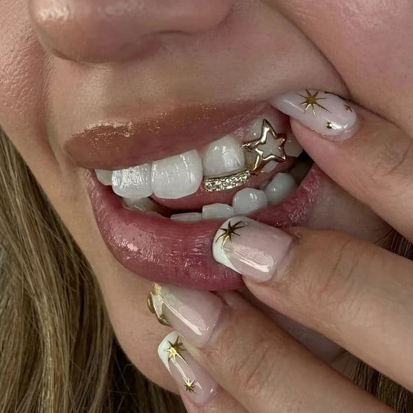 GUCY Star Zirconium Metal Double Teeth Christmas Halloween Gift Couple 260513