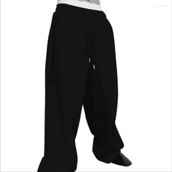 Men's Pants Plus Size Cotton Sweatpants Spring Autumn Solid Color Baggy Loose Elastic Waist Casual Trousers For Daily Wear Running