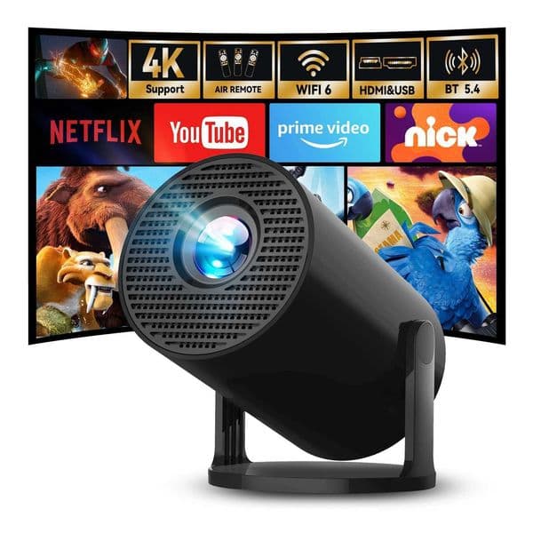 Mini Projector X1BR with WiFi6 BT54 Portable Beamer 4K Support Upgraded Android 14 Short Throw 180 Rotation Outdoor Video T260521