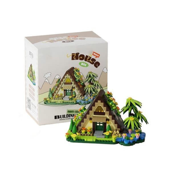 Free shipping Four Seasons Little Hut Forest Cabin Street Scene Building Blocks Educational Toy Gift for Kids