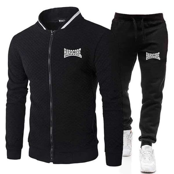 HARDCORE Spring and Autumn Mens Fashion Street Stand up Collar Set Jacket Outdoor Casual Pocket Zipper Mens Baseball Set Q260521