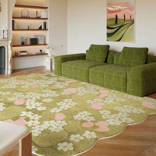 Pastoral Style Bedroom Decor Flowers Carpet Irregular Shape Carpets for Living Room Fluffy Soft Lounge Floor Mat Thick Plush Rug L260519