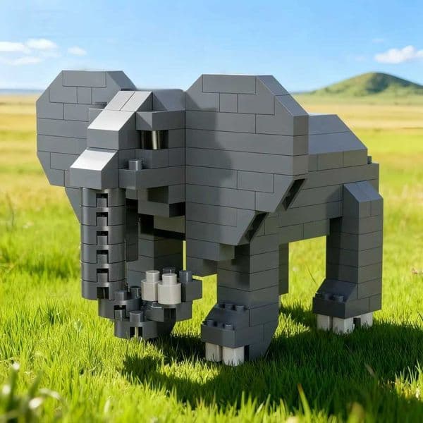 KNEW BUILT 3D Animal Model ElephantHippoLionLeopard Micro Mini Building Block Toys-Create ZooPuzzle AssemblyChristmas Gifts M260520