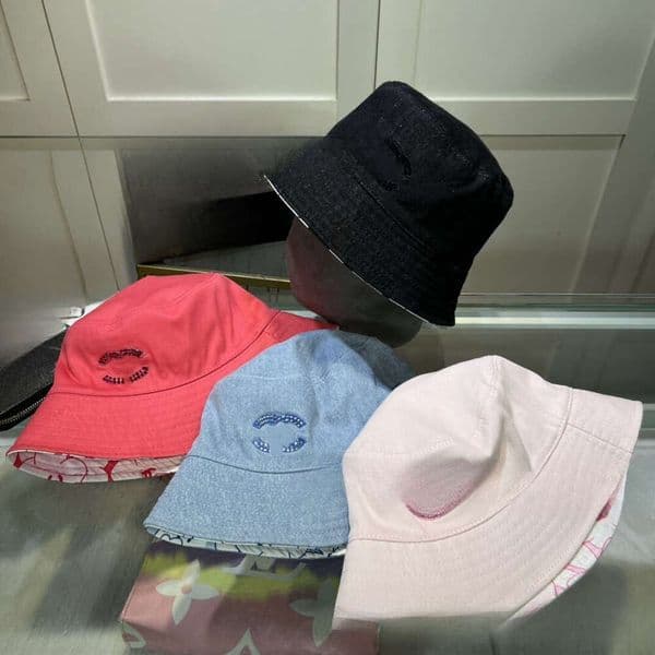 European and American Simple New Face-Slimming Denim Fisherman Couple Style Fashion Trend Sun Sequin Embroidery Bucket Hat