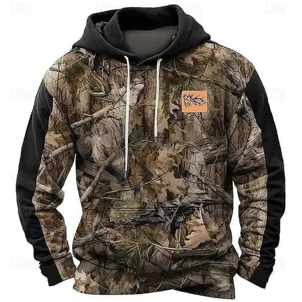 3D Print Camouflage Elk Graphic Hoodies For Men Autumn Winter Outdoor Hunting Long Slve Top Fashion Cool Vintage Style Clothes Q260521