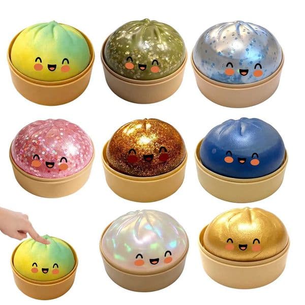 Dumpling Squishy 1pcs Glitter Steamed Bun Pinch Music Simulation Steam Buns Shape Cute And Fun Relieve Stress Squish Dumplings Z260521