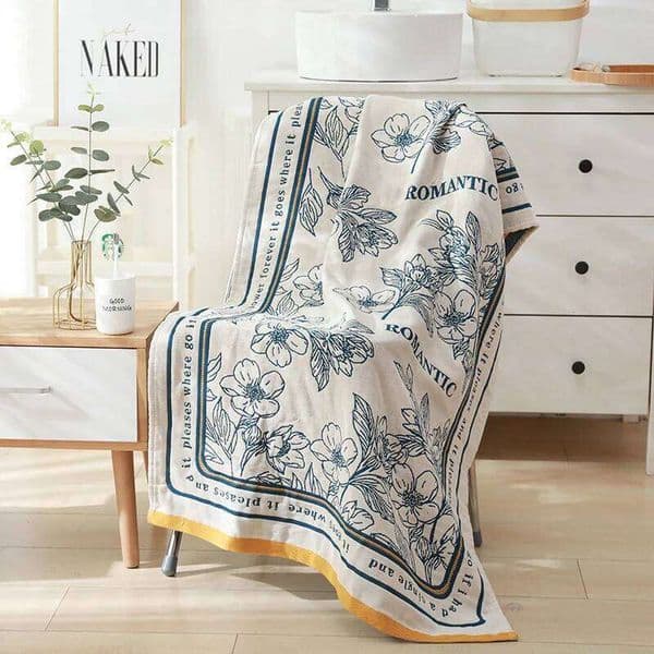 Pure Cotton Muslin Woven Cartoon Animal Bath Towel Summer Home Bathroom Large Wrap Soft Antibacterial Beach Towels 26Y0518