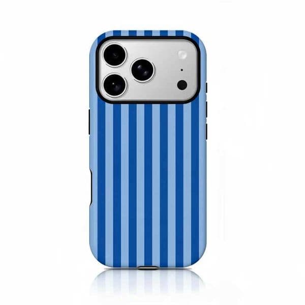 Simple blue stripes Phone Case for iPhone17 17Air 16ProMax 16e 15 14 12mini 7Plus XR 2in1 tough glossy case Z260521