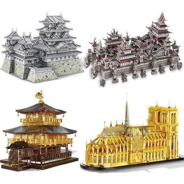 Piececool Model Building Kits Notre-Dame of Paris Himeji-jo Construction Series 3D Puzzles Metal DIY House Toy Christmas GiftJ260521
