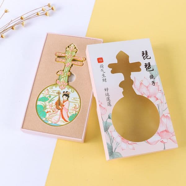 Designer Xi'an Luoyang Cultural And Creative Portable Handheld Traditional art Chinese Style Makeup Mirror, Tourist Museum Souvenir, Customizable Free Shipping