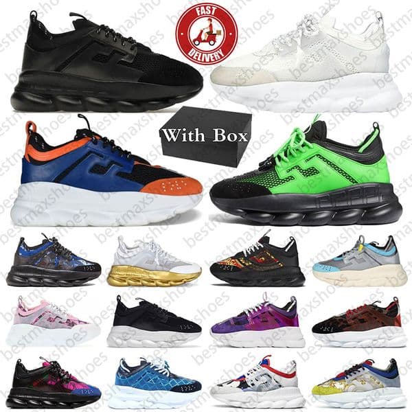With Box chain reaction designer casual shoes for men women Black Orange platform mens trainers sneakers sports outdoor