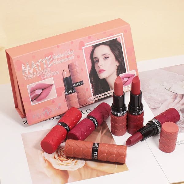 Matte Lipstick Set 6 Colors Velvet Smooth Nude Lip Stick Long Lasting izing and Waterproof Non-Stick Cosmetic Gifts 260520