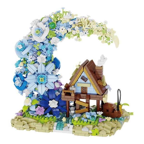 Free shipping Fairy Tale Moonlight Wooden House Eternal Flower Bouquet Street Scene Building Blocks Children's Toy Gift Bestseller Hot