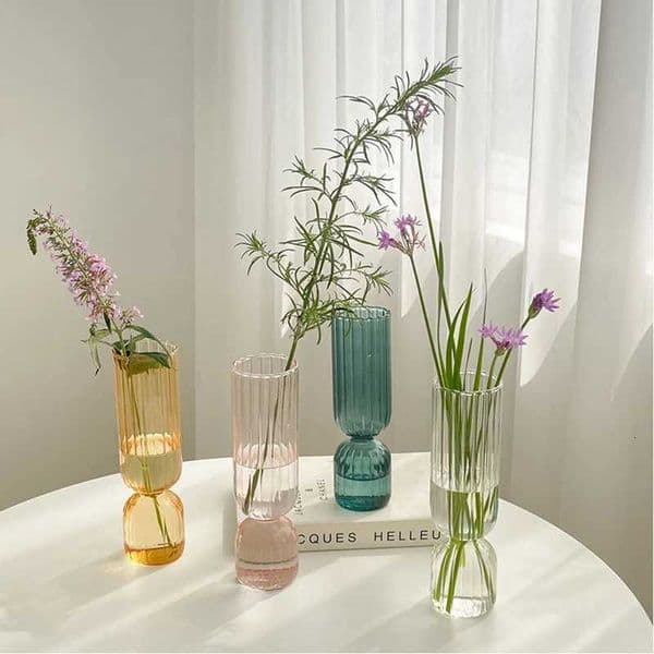 Nordic Glass Vase Small Glass Vases Flower Arrangement Home Decoration Accessories Modern Living Room Glass Ornament L260521